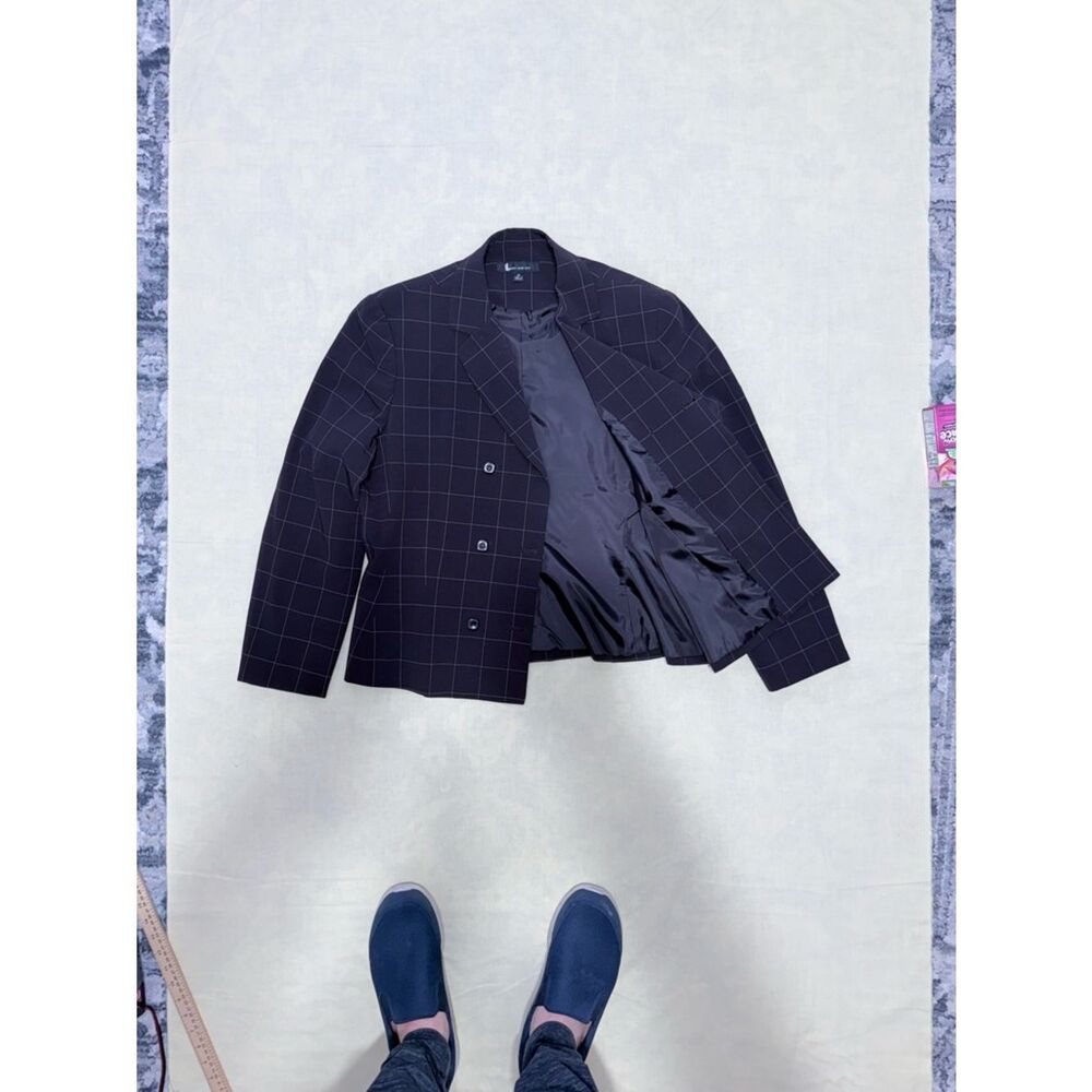 Vintage Larry Levine Windowpane 2-Piece Pantsuit - Double Breasted Blazer Set - Picture 9 of 17
